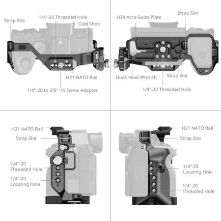 SmallRig 6027 - zestaw HawkLock (klatka, uchwyt górny, zacisk kabla HDMI) do Sony Alpha 7 V / 7R V / 7 IV - szczegóły